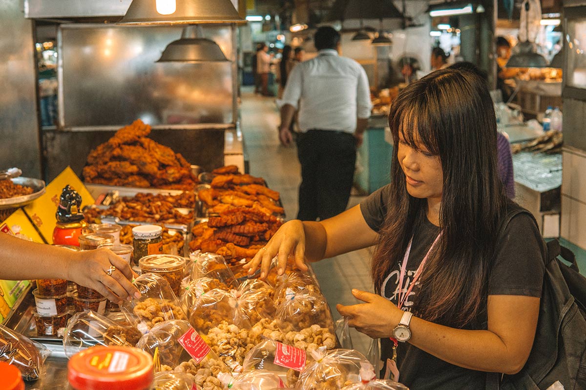 Thai food market on a Chiang Mai food tour
