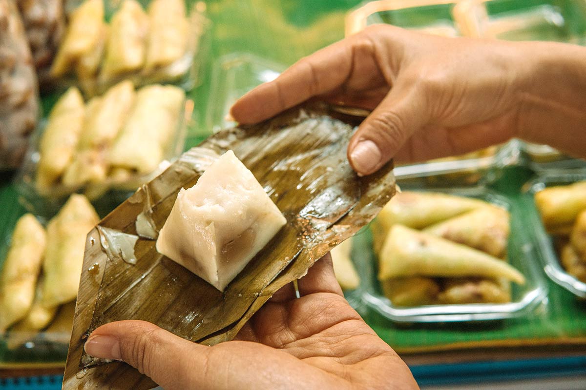 Sticky banana leaf snack in Thailand