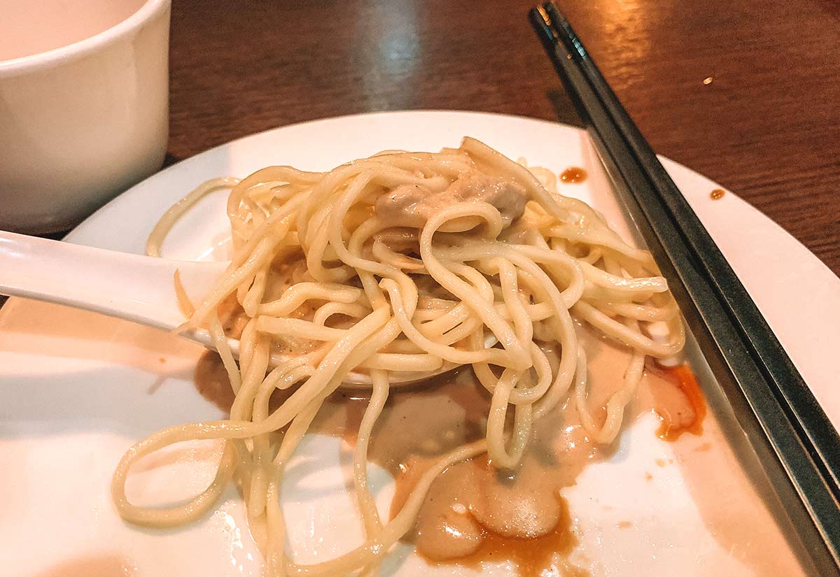 Cold noodle dish with a peanut sauce, Taipei, Taiwan