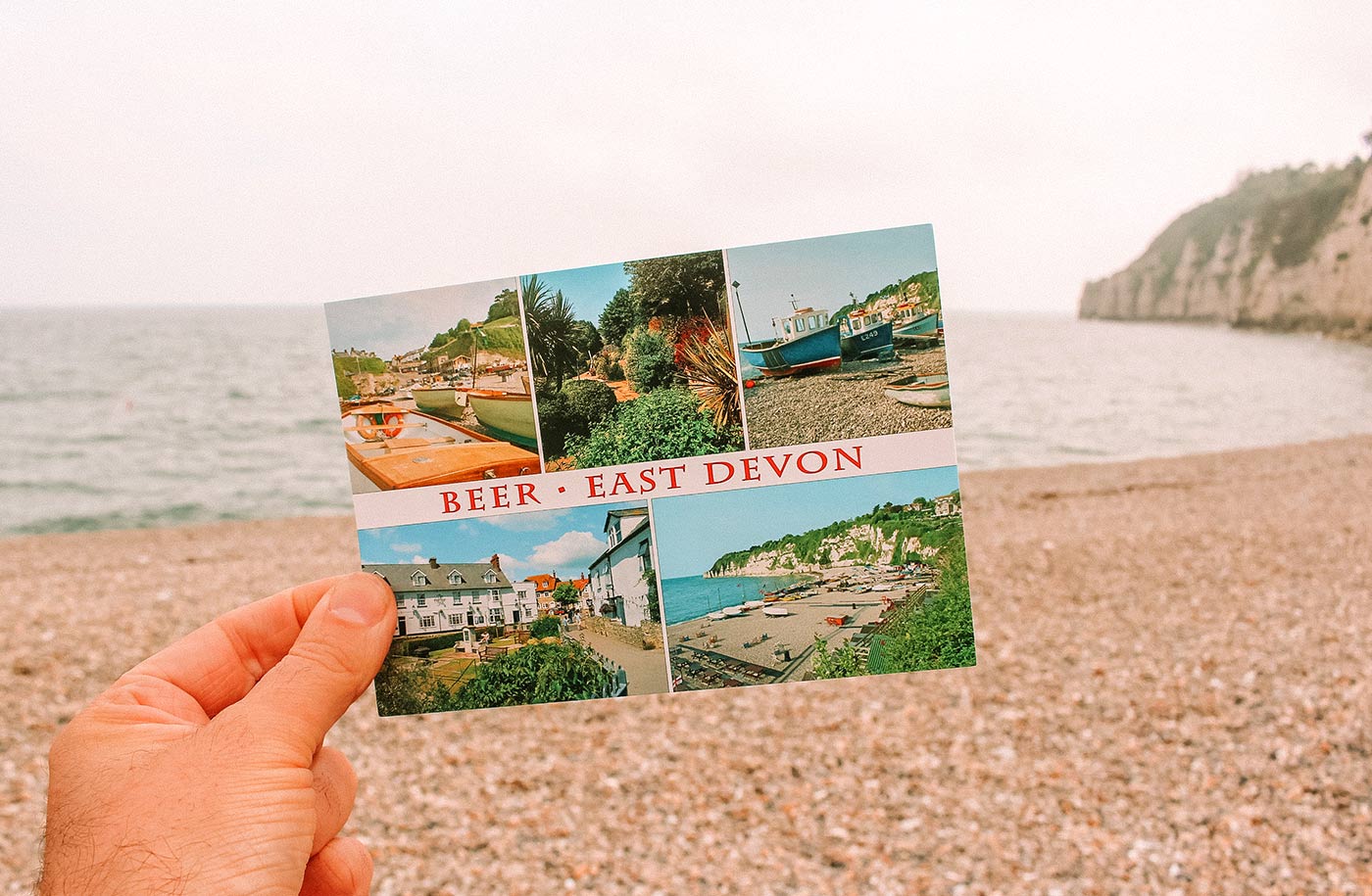 postcard souvenir Beer Devon beach