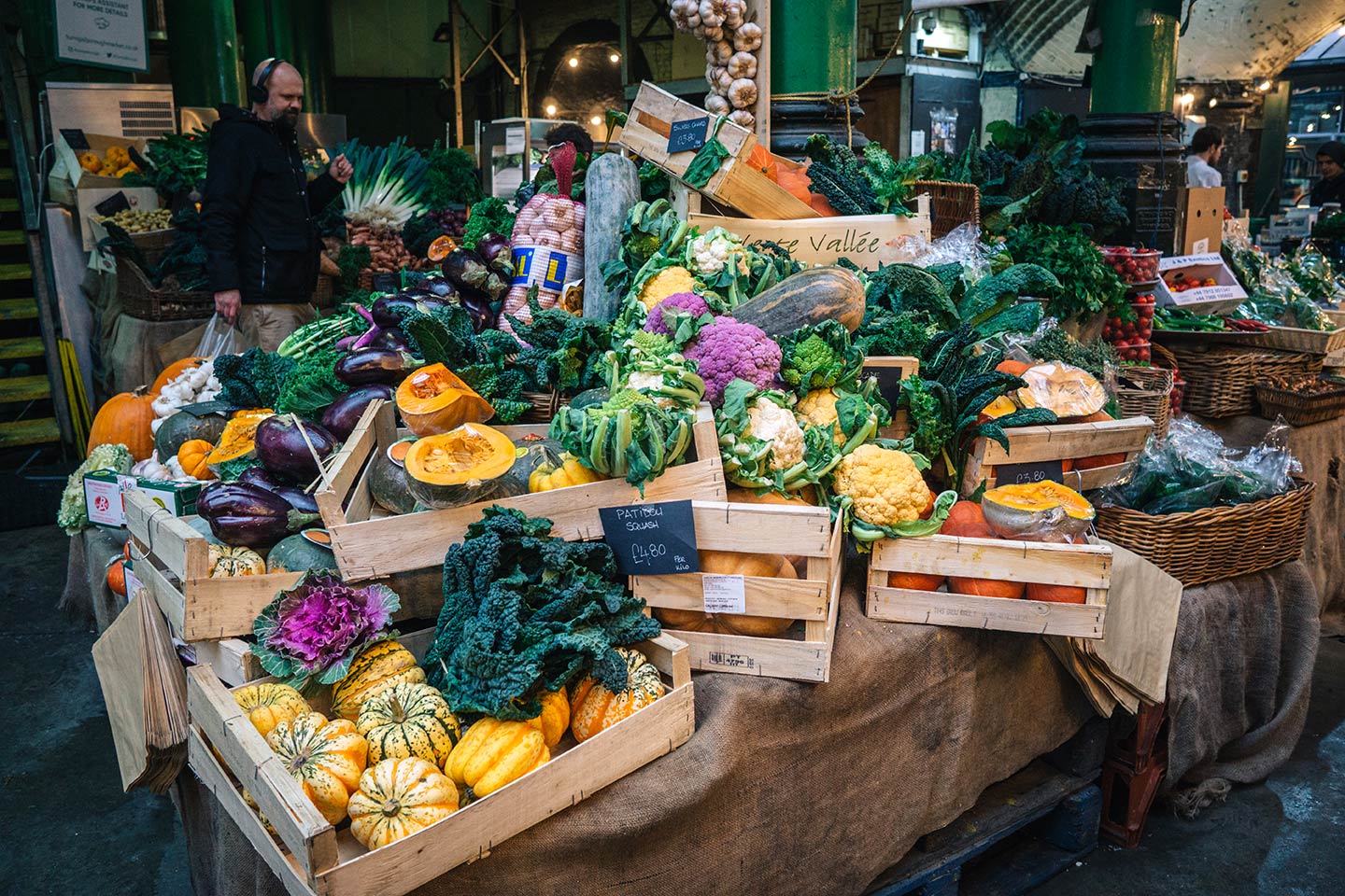 vegetable stall at Borough market