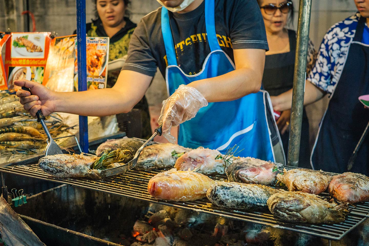 salted fish street food at Chiang Mai Sunday walking street night market