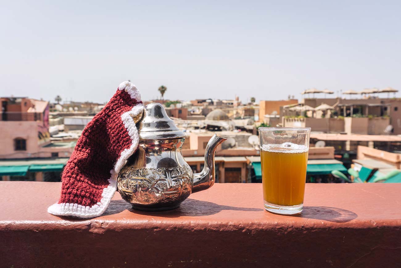 Café Des Épices rooftop cafe Marrakech, Morocco mint tea