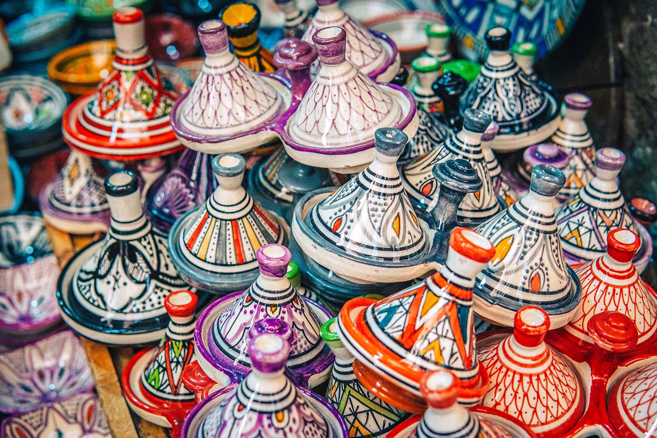 Morrocan Mini decorated tagine pots Marrakech Morocco