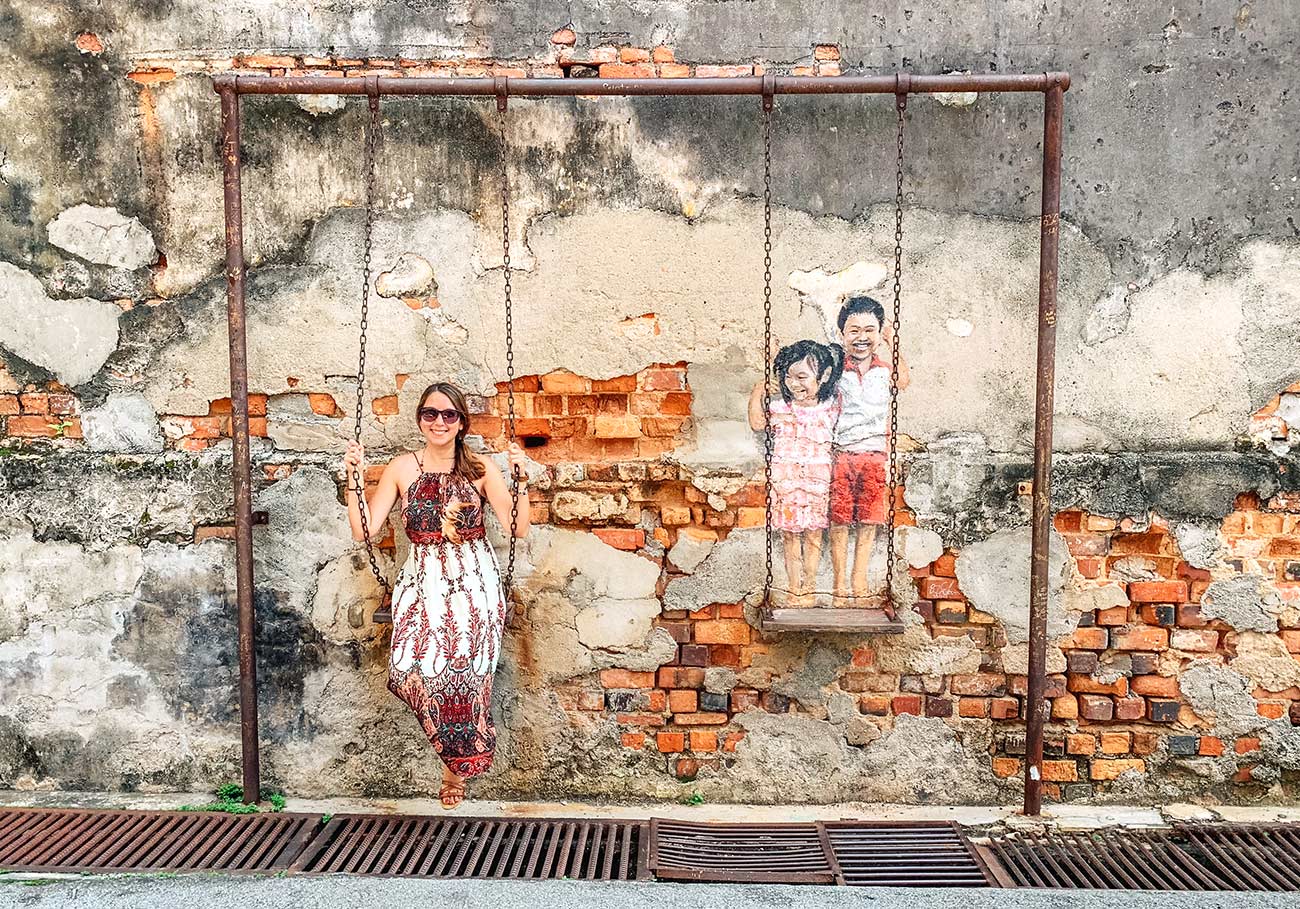 Ernest Zacharevic street art swing Georgetown Penang Malaysia