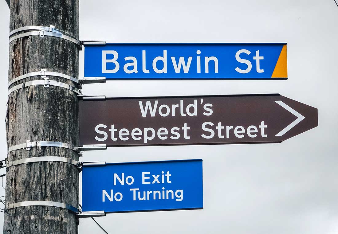 Baldwin Street Dunedin sign 
