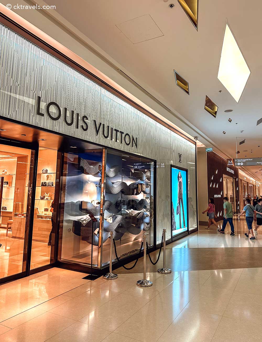 Bangkok Thailand - October 30 2021: Exterior of a Louis Vuitton store at  Siam Paragon shopping mall. Stock Photo